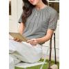 imageEVALESS Lace Tops for Women Spring Summer Short Sleeve Shirts 2026 Dressy Casual Blouses Fashion Date Night OutfitC Gray