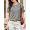 imageEVALESS Lace Tops for Women Spring Summer Short Sleeve Shirts 2026 Dressy Casual Blouses Fashion Date Night OutfitC Gray