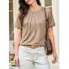 imageEVALESS Lace Tops for Women Spring Summer Short Sleeve Shirts 2026 Dressy Casual Blouses Fashion Date Night OutfitC Khaki