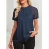 imageEVALESS Lace Tops for Women Spring Summer Short Sleeve Shirts 2026 Dressy Casual Blouses Fashion Date Night OutfitC Navy Blue