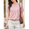 imageEVALESS Lace Tops for Women Spring Summer Short Sleeve Shirts 2026 Dressy Casual Blouses Fashion Date Night OutfitC Pink