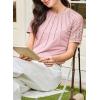 imageEVALESS Lace Tops for Women Spring Summer Short Sleeve Shirts 2026 Dressy Casual Blouses Fashion Date Night OutfitC Pink