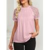 imageEVALESS Lace Tops for Women Spring Summer Short Sleeve Shirts 2026 Dressy Casual Blouses Fashion Date Night OutfitC Pink