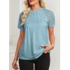 imageEVALESS Lace Tops for Women Spring Summer Short Sleeve Shirts 2026 Dressy Casual Blouses Fashion Date Night OutfitC Sky Blue