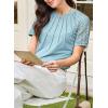 imageEVALESS Lace Tops for Women Spring Summer Short Sleeve Shirts 2026 Dressy Casual Blouses Fashion Date Night OutfitC Sky Blue