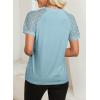 imageEVALESS Lace Tops for Women Spring Summer Short Sleeve Shirts 2026 Dressy Casual Blouses Fashion Date Night OutfitC Sky Blue