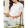 imageEVALESS Lace Tops for Women Spring Summer Short Sleeve Shirts 2026 Dressy Casual Blouses Fashion Date Night OutfitC White