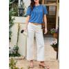 imageEVALESS Lace Tops for Women Spring Summer Short Sleeve Shirts 2026 Dressy Casual Blouses Fashion Date Night OutfitE Blue
