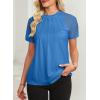 imageEVALESS Lace Tops for Women Spring Summer Short Sleeve Shirts 2026 Dressy Casual Blouses Fashion Date Night OutfitE Blue