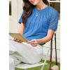 imageEVALESS Lace Tops for Women Spring Summer Short Sleeve Shirts 2026 Dressy Casual Blouses Fashion Date Night OutfitE Blue