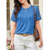 imageEVALESS Lace Tops for Women Spring Summer Short Sleeve Shirts 2026 Dressy Casual Blouses Fashion Date Night OutfitE Blue