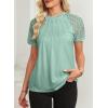 imageEVALESS Lace Tops for Women Spring Summer Short Sleeve Shirts 2026 Dressy Casual Blouses Fashion Date Night OutfitE Green