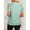 imageEVALESS Lace Tops for Women Spring Summer Short Sleeve Shirts 2026 Dressy Casual Blouses Fashion Date Night OutfitE Green