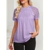 imageEVALESS Lace Tops for Women Spring Summer Short Sleeve Shirts 2026 Dressy Casual Blouses Fashion Date Night OutfitE Purple