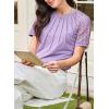 imageEVALESS Lace Tops for Women Spring Summer Short Sleeve Shirts 2026 Dressy Casual Blouses Fashion Date Night OutfitE Purple