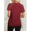 imageEVALESS Lace Tops for Women Spring Summer Short Sleeve Shirts 2026 Dressy Casual Blouses Fashion Date Night OutfitE Red