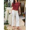 imageEVALESS Lace Tops for Women Spring Summer Short Sleeve Shirts 2026 Dressy Casual Blouses Fashion Date Night OutfitE Red