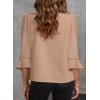 imageEVALESS Womens 34 Sleeve Tops Dressy Casual Pleated V Neck Business Work Blouses Office ShirtsKhaki