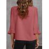 imageEVALESS Womens 34 Sleeve Tops Dressy Casual Pleated V Neck Business Work Blouses Office ShirtsMineral Red