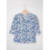 imageEVALESS Boho Tops for Women Pleated V Neck Ruffle 34 Length Sleeve Blouses Dressy CasualZ Blue