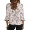imageEVALESS Boho Tops for Women Pleated V Neck Ruffle 34 Length Sleeve Blouses Dressy CasualZ Khaki