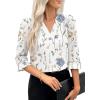 imageEVALESS Boho Tops for Women Pleated V Neck Ruffle 34 Length Sleeve Blouses Dressy CasualZ White