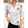 imageEVALESS Boho Tops for Women Pleated V Neck Ruffle 34 Length Sleeve Blouses Dressy CasualZ White
