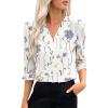imageEVALESS Boho Tops for Women Pleated V Neck Ruffle 34 Length Sleeve Blouses Dressy CasualZ White