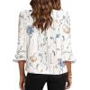 imageEVALESS Boho Tops for Women Pleated V Neck Ruffle 34 Length Sleeve Blouses Dressy CasualZ White