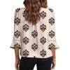 imageEVALESS Boho Tops for Women Pleated V Neck Ruffle 34 Length Sleeve Blouses Dressy CasualZ1 Khaki