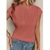 imageEVALESS Womens 2025 Round Neck Short Sleeve T Shirts Fashion Trendy Spring Summer Loose Fitted Knit Textured Tops Casual Tee Blouses Clothes Rose Pink Medium
