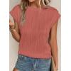 imageEVALESS Womens 2025 Round Neck Short Sleeve T Shirts Fashion Trendy Spring Summer Loose Fitted Knit Textured Tops Casual Tee Blouses Clothes Rose Pink Medium