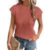 imageEVALESS Womens 2025 Round Neck Short Sleeve T Shirts Fashion Trendy Spring Summer Loose Fitted Knit Textured Tops Casual Tee Blouses Clothes Rose Pink Medium