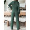 imageEVALESS Womens Pajama Sets Long Sleeve Sleepwear Matching Drawstring Elastic Pj Pants Ribbed Knit 2 Piece Lounge SetBlackish Green