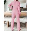 imageEVALESS Womens Pajama Sets Long Sleeve Sleepwear Matching Drawstring Elastic Pj Pants Ribbed Knit 2 Piece Lounge SetPink