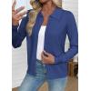 imageEVALESS Cardigan Sweaters for Women Wool Blend Lightweight Trendy Long Sleeve Lapel Collar Button Down Sweater CardigansBlue