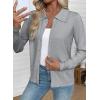 imageEVALESS Cardigan Sweaters for Women Wool Blend Lightweight Trendy Long Sleeve Lapel Collar Button Down Sweater CardigansCloud Gray