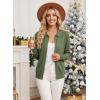 imageEVALESS Cardigan Sweaters for Women Wool Blend Lightweight Trendy Long Sleeve Lapel Collar Button Down Sweater CardigansClover Green