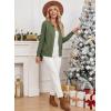 imageEVALESS Cardigan Sweaters for Women Wool Blend Lightweight Trendy Long Sleeve Lapel Collar Button Down Sweater CardigansClover Green
