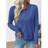 imageEVALESS Cardigan Sweaters for Women Wool Blend Lightweight Trendy Long Sleeve Lapel Collar Button Down Sweater CardigansDark Blue