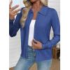 imageEVALESS Cardigan Sweaters for Women Wool Blend Lightweight Trendy Long Sleeve Lapel Collar Button Down Sweater CardigansDark Blue