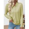 imageEVALESS Cardigan Sweaters for Women Wool Blend Lightweight Trendy Long Sleeve Lapel Collar Button Down Sweater CardigansWindy Green
