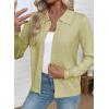 imageEVALESS Cardigan Sweaters for Women Wool Blend Lightweight Trendy Long Sleeve Lapel Collar Button Down Sweater CardigansWindy Green