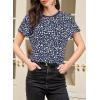 imageEVALESS Womens Casual Polka Dot Tops Crewneck Short Sleeve T Shirts Fashion Outfits 2026 Spring Summer ShirtsD Blue