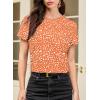 imageEVALESS Womens Casual Polka Dot Tops Crewneck Short Sleeve T Shirts Fashion Outfits 2026 Spring Summer ShirtsD Orange