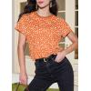 imageEVALESS Womens Casual Polka Dot Tops Crewneck Short Sleeve T Shirts Fashion Outfits 2026 Spring Summer ShirtsD Orange