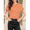 imageEVALESS Womens Casual Polka Dot Tops Crewneck Short Sleeve T Shirts Fashion Outfits 2026 Spring Summer ShirtsD Orange