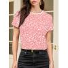 imageEVALESS Womens Casual Polka Dot Tops Crewneck Short Sleeve T Shirts Fashion Outfits 2026 Spring Summer ShirtsD1 Pink
