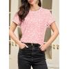 imageEVALESS Womens Casual Polka Dot Tops Crewneck Short Sleeve T Shirts Fashion Outfits 2026 Spring Summer ShirtsD1 Pink