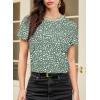 imageEVALESS Womens Casual Polka Dot Tops Crewneck Short Sleeve T Shirts Fashion Outfits 2026 Spring Summer ShirtsD2 Green